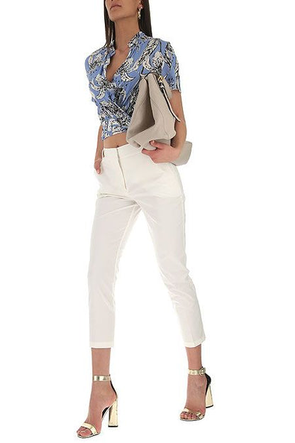 Chic White Cigarette Pants with Side Pockets