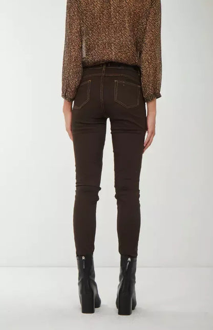 High-Waisted Slim Fit Trousers With Seams Detail