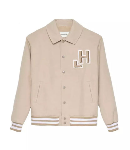 Chic Hazelnut Beige Bomber Jacket - Collegial Style