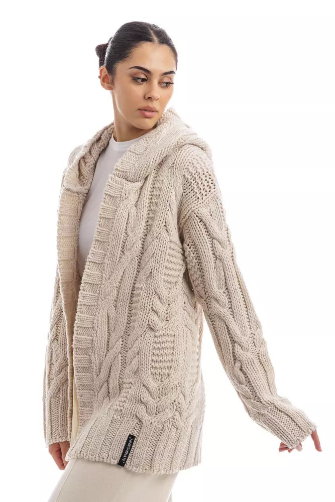 Timeless White Cable Knit Hooded Cardigan