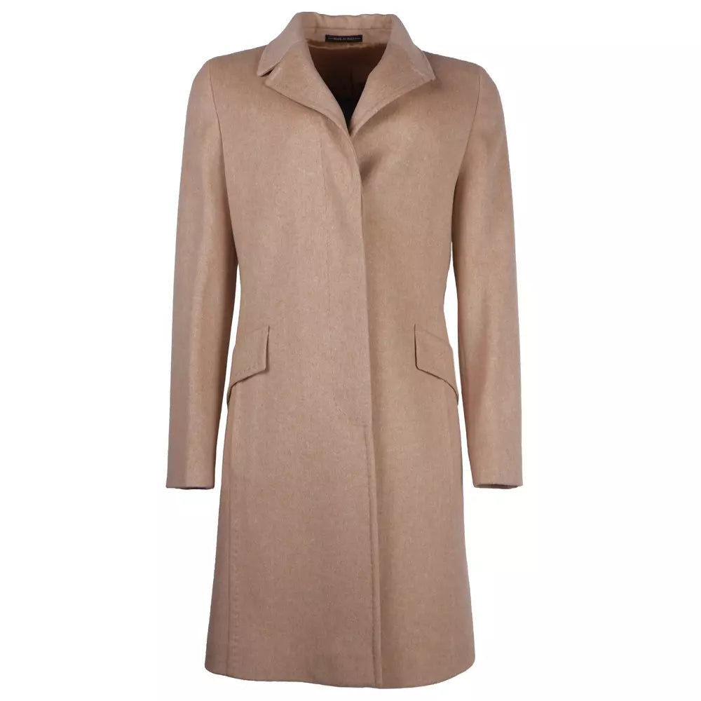 Elegant Beige Woolen Women's Coat