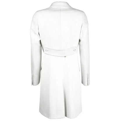 Elegant Virgin Wool White Coat