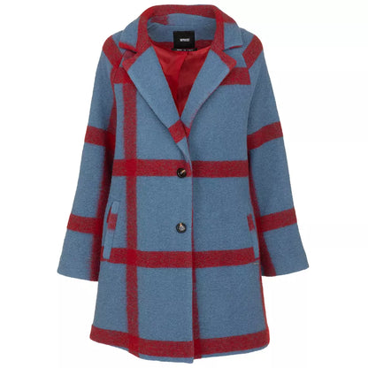 Elegant Wool-Blend Blue Coat