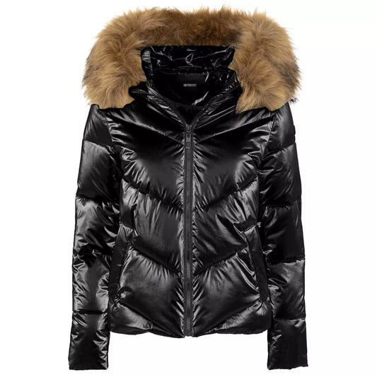 Chic Short Hooded Down Jacket with Eco-Fur Detail