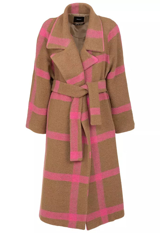 Elegant Wool Blend Coat with Self-Tie Belt