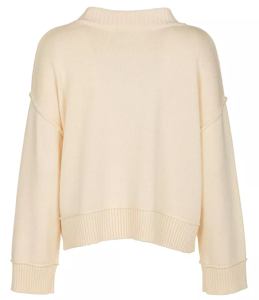 Chic White Wool Blend Crew Neck Sweater