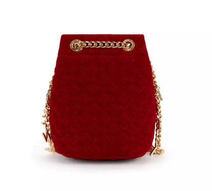 Chic Quilted Velvet Mini Bucket Bag