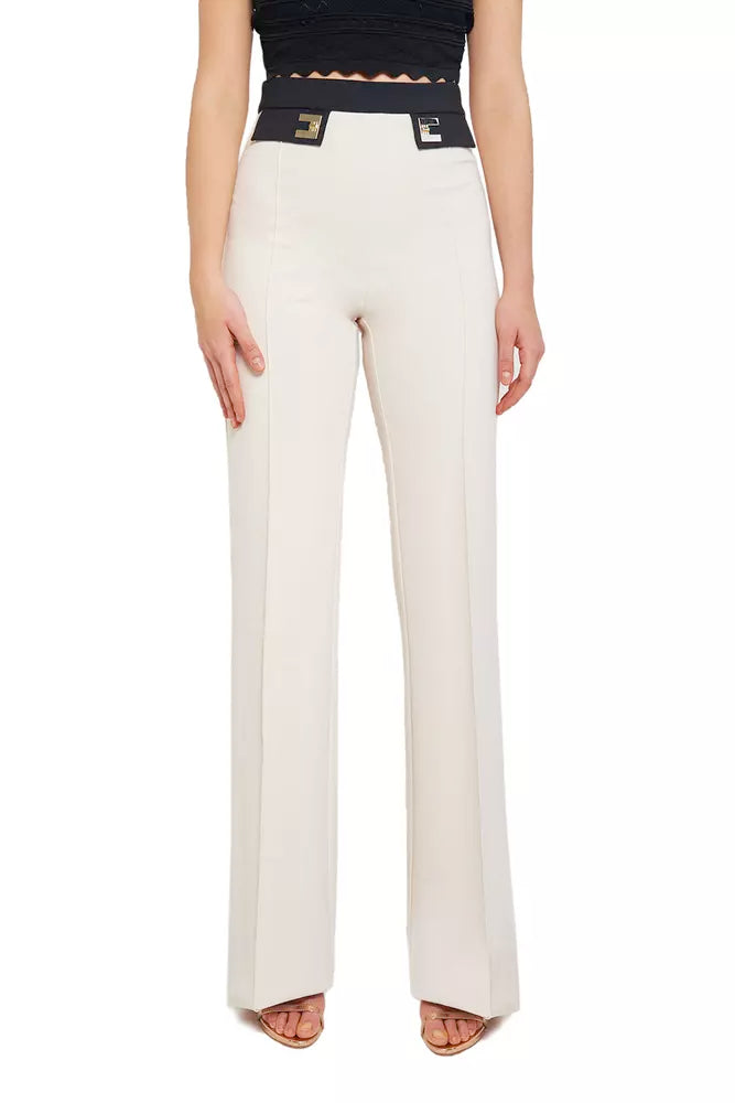 Elegant Palazzo Trousers with Contrasting Waistband