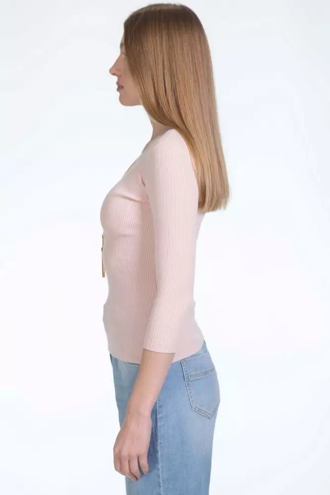 Chic Pink Lyocell Sweater for Elegant Evenings