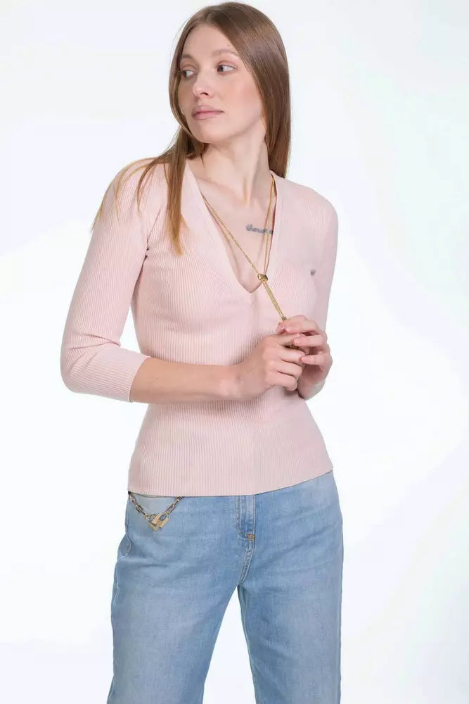 Chic Pink Lyocell Sweater for Elegant Evenings