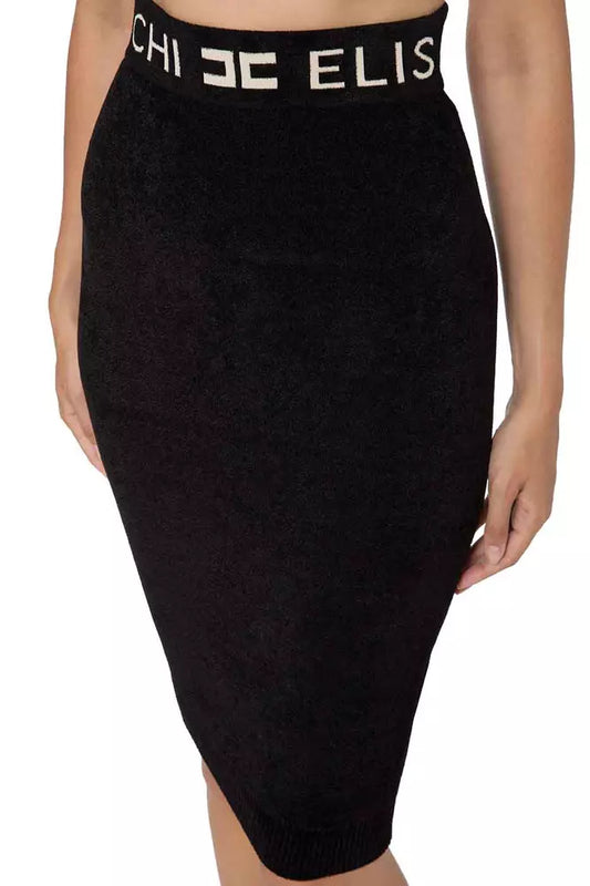 Chenille High-Waisted Pencil Skirt with Logo Band