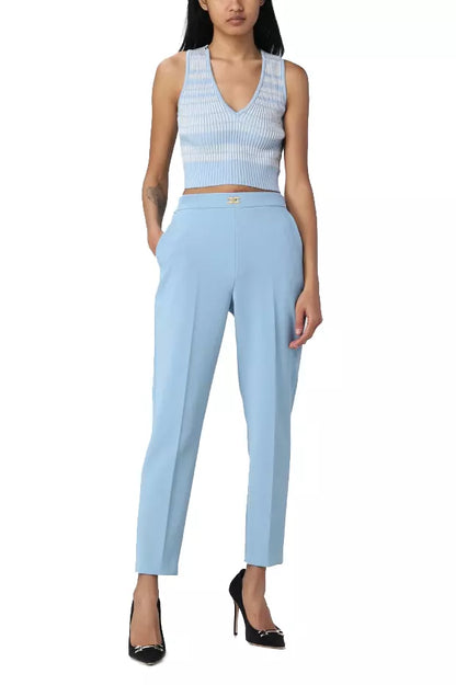 Chic High-Waisted Stretch Crepe Trousers