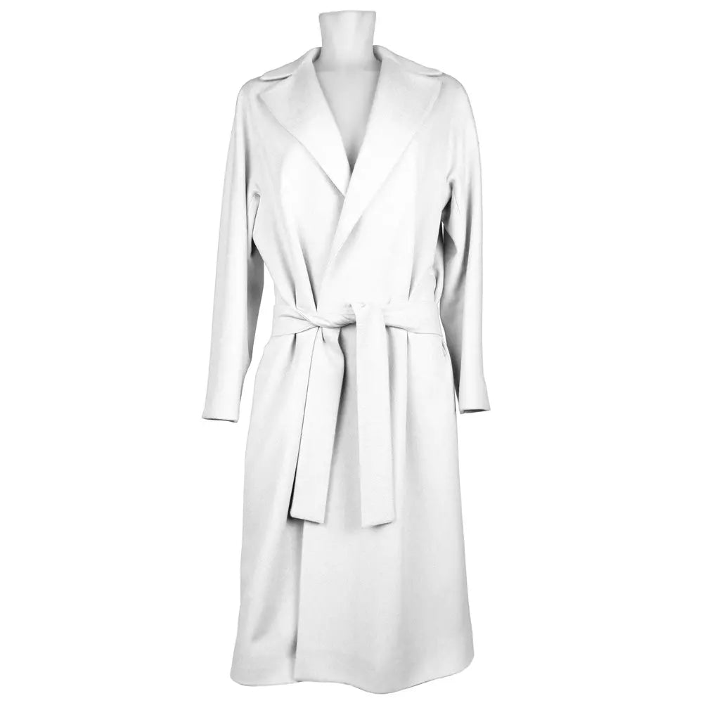 Elegant White Virgin Wool Coat