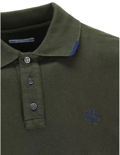 Elegant Long Sleeve Cotton Polo in Green