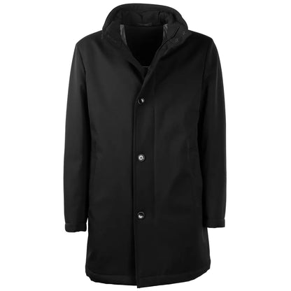 Elegant Virgin Wool Coat with Storm Protection