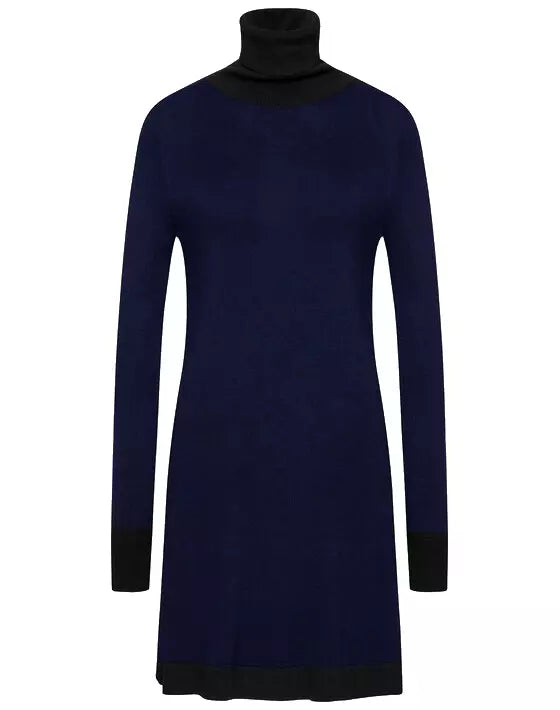 Chic Two-Tone Turtleneck Midi Dress