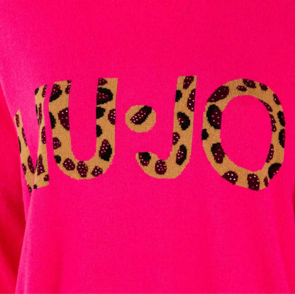 Fuchsia Turtleneck Sweater with Rhinestone Details