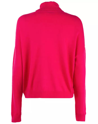 Fuchsia Turtleneck Sweater with Rhinestone Details