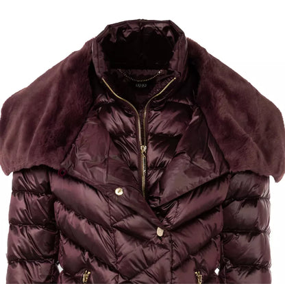 Plush Collar Down Jacket in Purple