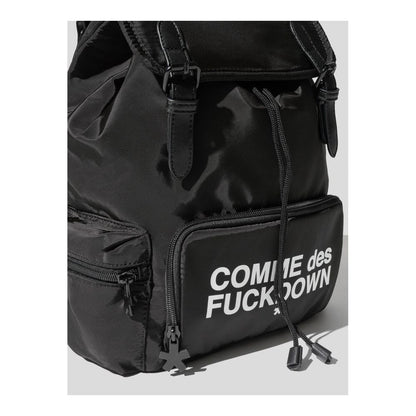 Sleek Black Nylon Backpack with Logo Detail