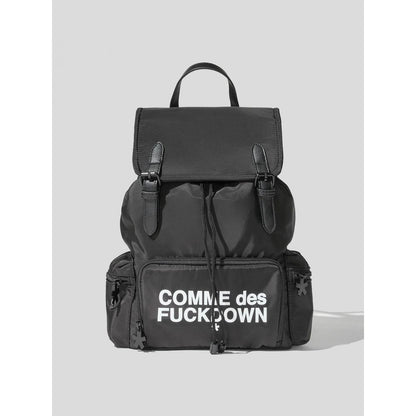 Sleek Black Nylon Backpack with Logo Detail