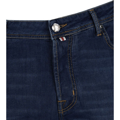 Sleek Dark Blue Slim Fit Denim Elegance