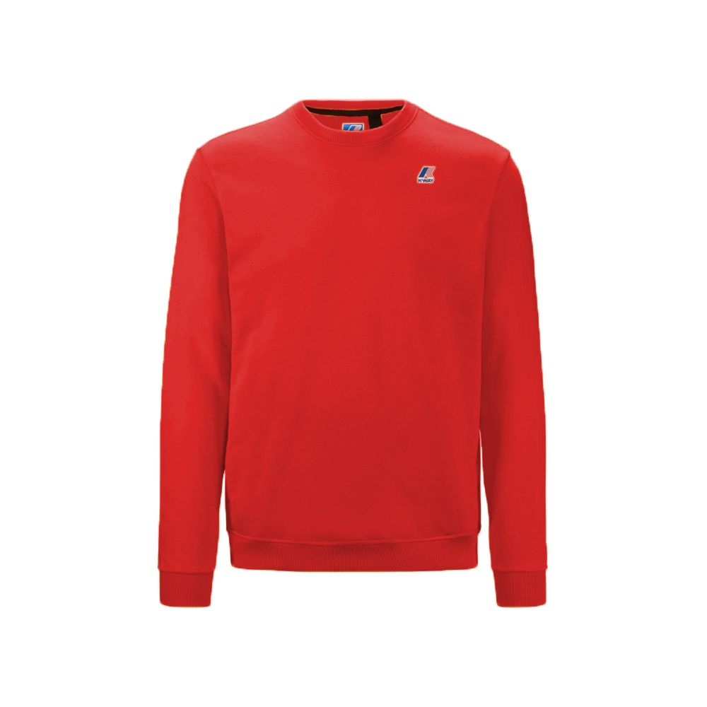 Elegant Unisex Red Cotton Crewneck Sweatshirt