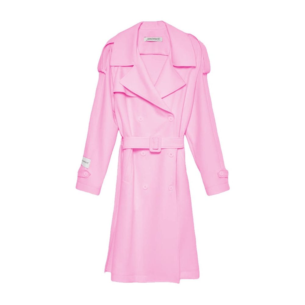 Chic Double-Breasted Pink Trench Coat