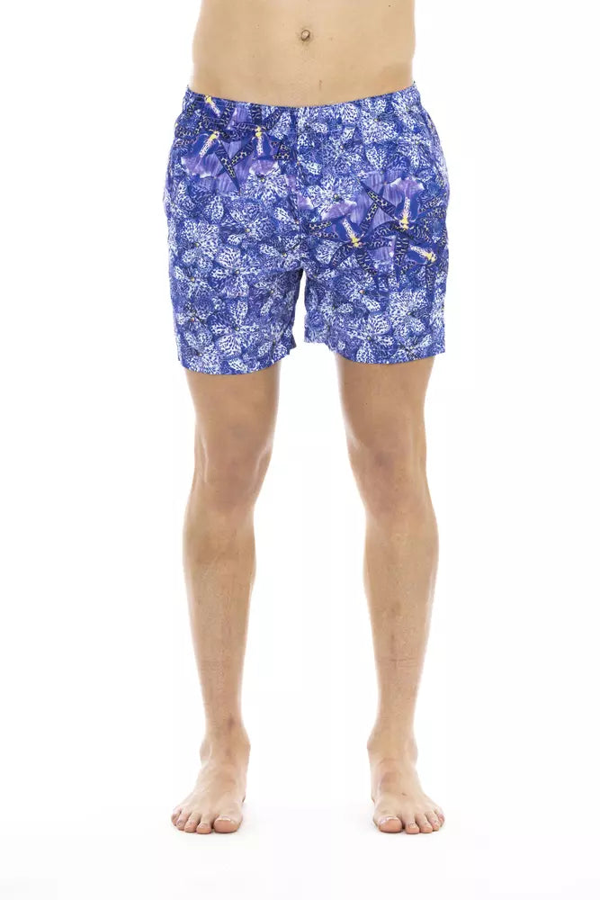 Chic Light Blue Printed Beach Shorts