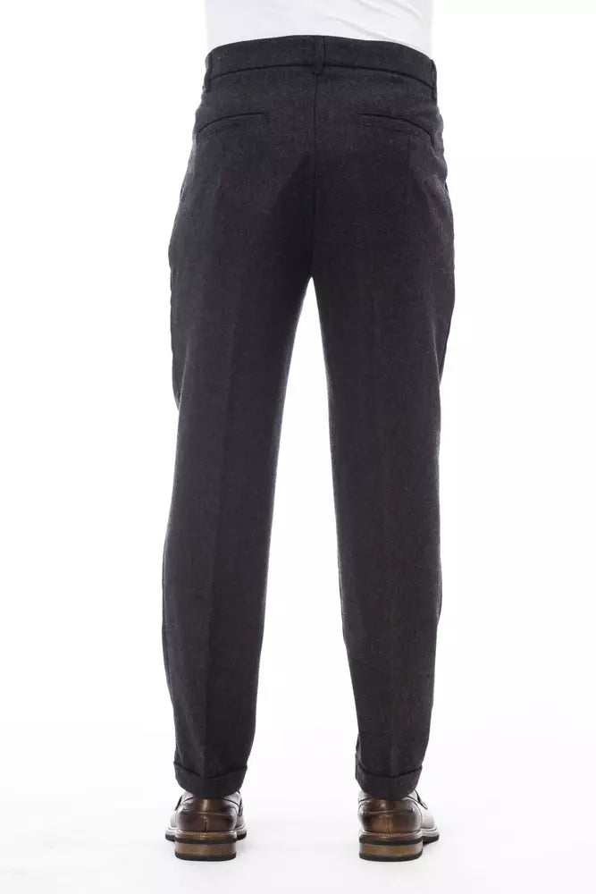 Elegant Gray Wool Blend Trousers