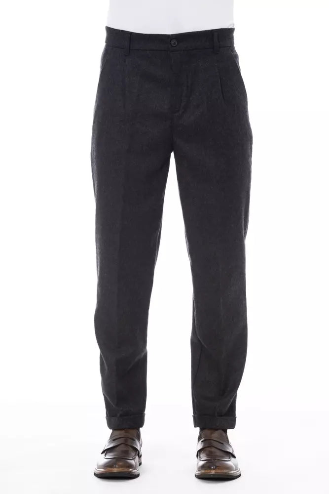 Elegant Gray Wool Blend Trousers