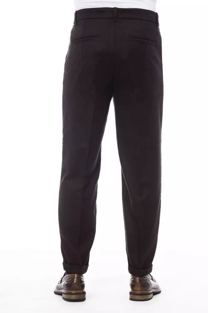 Elegant Brown Wool-Blend Trousers