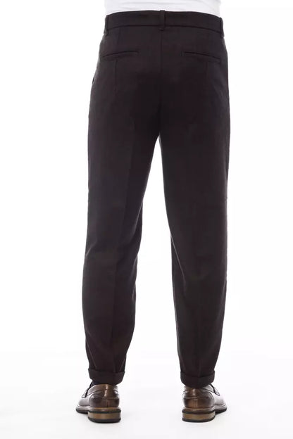 Elegant Brown Wool-Blend Trousers