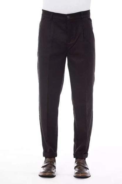 Elegant Brown Wool-Blend Trousers