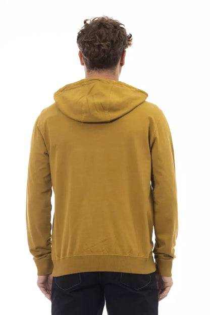 Cotton Hooded Zip Sweatshirt in Brown