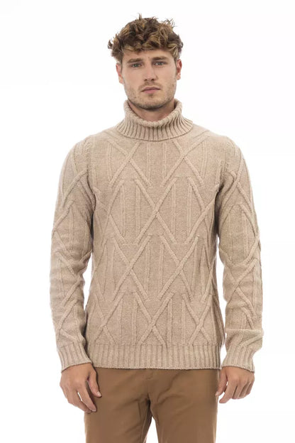 Elegant Beige Turtleneck Sweater for Men