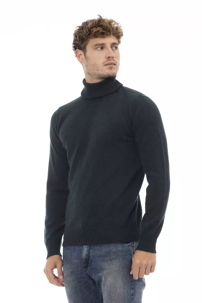 Elegant Turtleneck Woolen Sweater in Rich Green