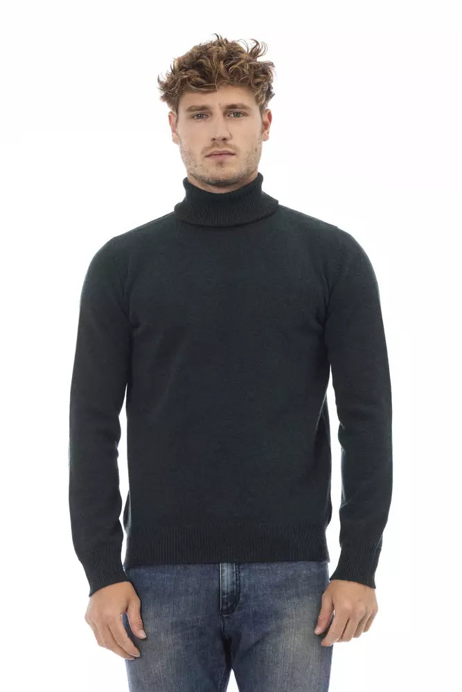 Elegant Turtleneck Woolen Sweater in Rich Green