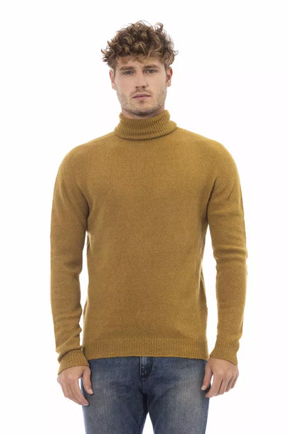 Elegant Turtleneck Ribbed Sweater in Brown