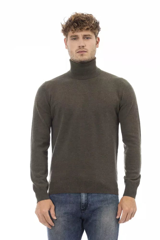 Elegant Green Turtleneck Sweater for Men