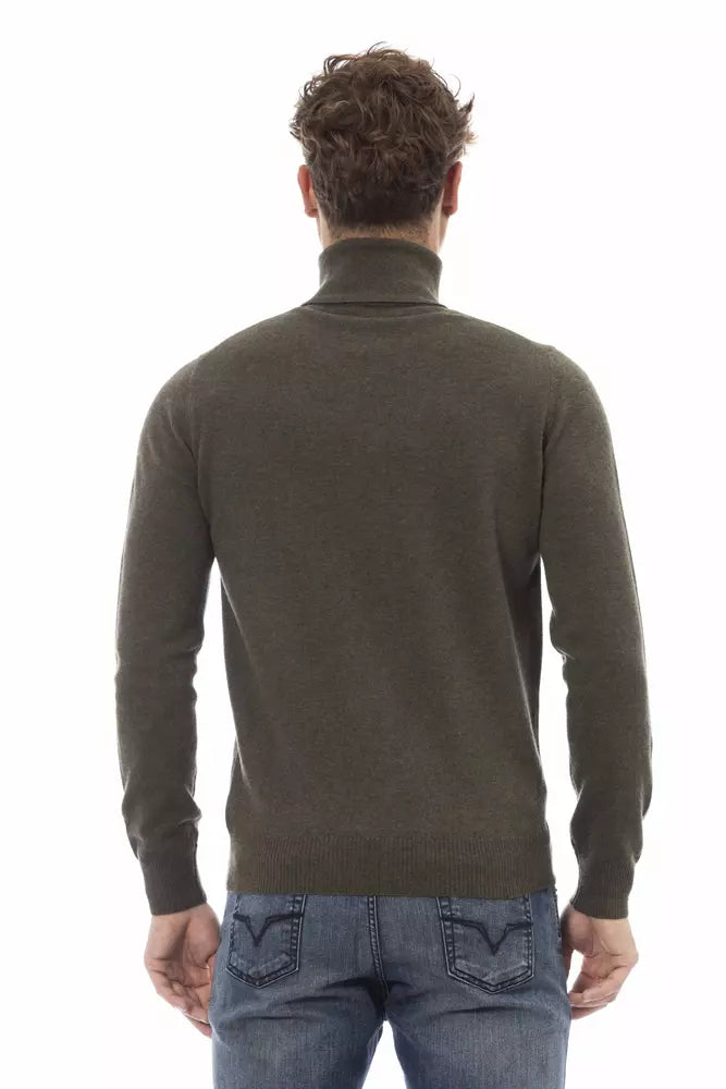 Elegant Green Turtleneck Sweater for Men