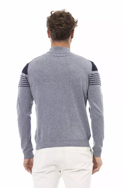 Elegant Light Blue Mock Neck Sweater for Men