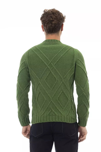 Elegant Green Crewneck Alpaca Blend Sweater