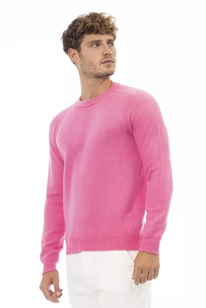 Elegant Crewneck Long Sleeve Pink Sweater