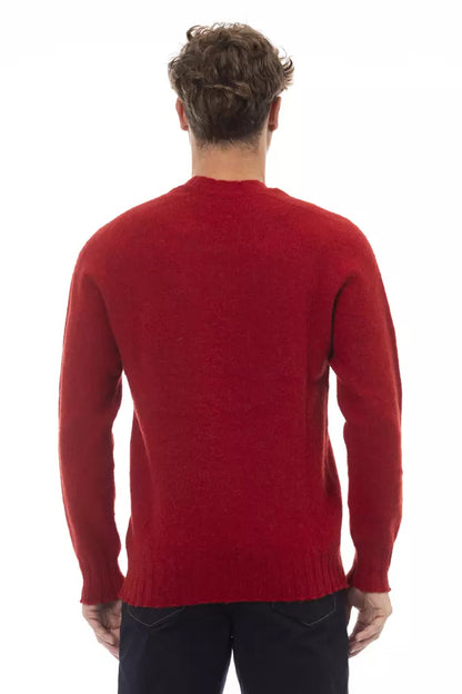 Elegant Crewneck Wool Sweater in Bold Red