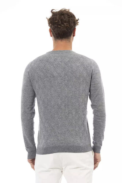 Elegant Gray Crewneck Sweater in Luxe Blend