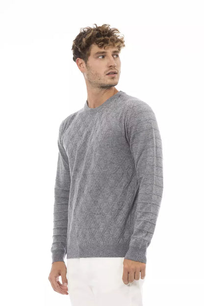 Elegant Gray Crewneck Sweater in Luxe Blend