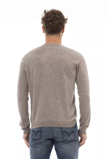 Beige Crewneck Sweater in Luxe Wool-Cashmere Blend