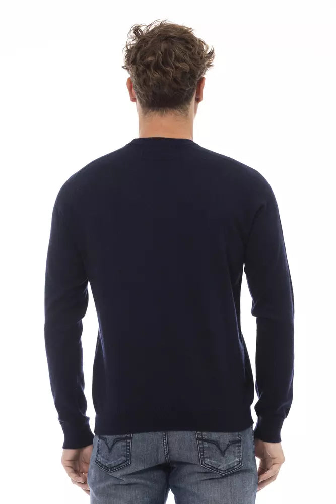 Elegant Blue Crewneck Sweater for Men