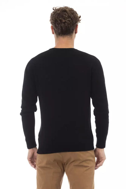 Elegant Crewneck Pocket Sweater in Black